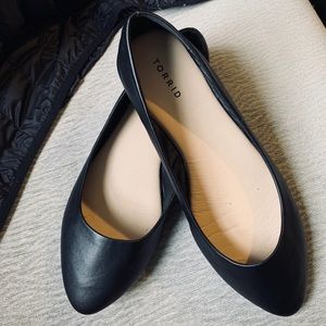 Black Faux Leather Flats